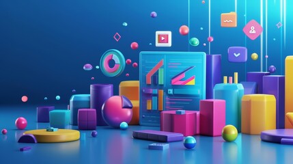 Naklejka premium A 3D illustration of a colorful and vibrant data visualization