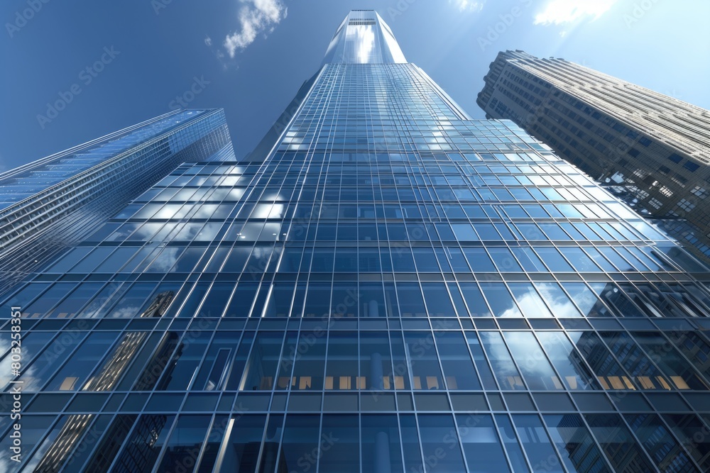 Aufkleber A very tall building with numerous windows. Suitable for architectural projects
