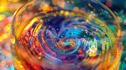 Vibrant colors captured in a glass: swirling patterns, abstract liquid art