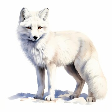 recommend clip art: Arctic fox. Winter Christmas fox clipart. Watercolor illustration. Generative AI. Detailed illustration.