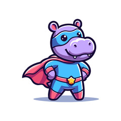 cute icon character hippo hero