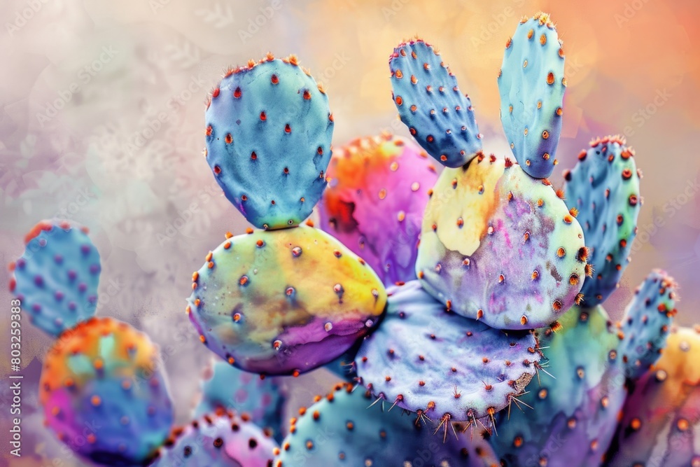 Poster detailed close up of a cactus plant with a blurred background. suitable for botanical and desert-the