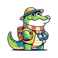 Obraz premium cute icon character adventure crocodile