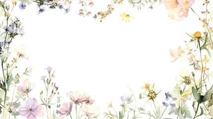 Elegant Floral Border Frame for Customizable Note Cards with Empty Space for Writing