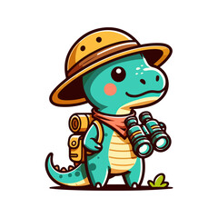 Fototapeta premium cute icon character adventure dinosaur