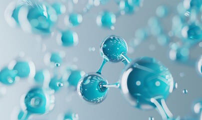The image is a close up of blue spheres that are connected to each other