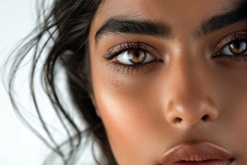 Close up of a woman with beautiful brown eyes, perfect for beauty and fashion concepts