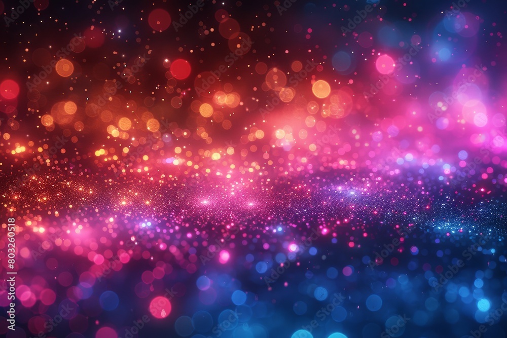Poster this image captures a digital bokeh effect with particles in reds and purples, symbolizing digital c