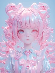 Creepy Kawaii Pastel Nightmare Anime , 3D render