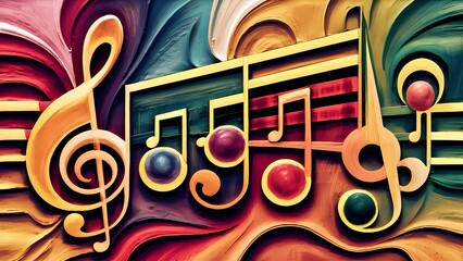 Concepto artístico: un símbolo musical festivo y melódico que celebra la diversidad y la alegría de la música