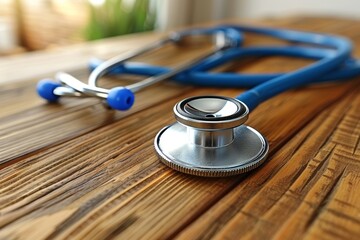 Stethoscope on Wooden Table