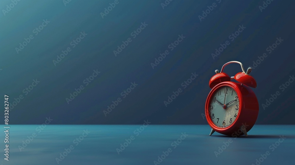 Aufkleber A red alarm clock placed on a table. Suitable for time management concepts