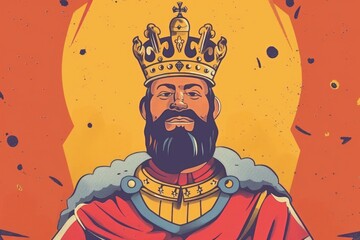 A man with a beard wearing a crown. Ideal for royal and majestic concepts