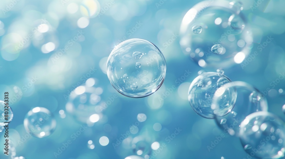 Poster A bunch of bubbles floating in the air. Suitable for various creative projects