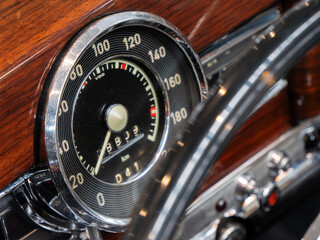 Vintage Car Speedometer Close-up Detail