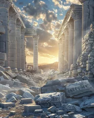 A beautiful wide shot of the ruins of an ancient Greek temple