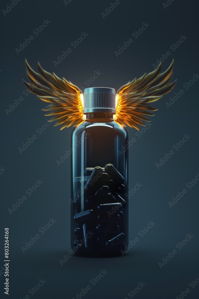 Aufkleber A bottle with wings on top of it. Can be used for various design projects