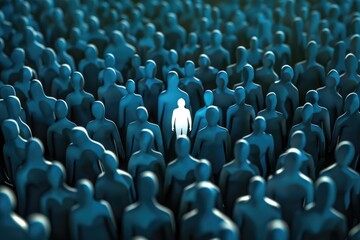 Obraz premium Person standing out from a large group, perfect for business concepts