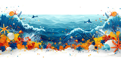 Vivid illustration of an underwater scene with colorful marine life, ideal for environmental and educational content.