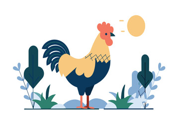 A colorful rooster illustration under sunlight