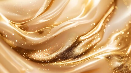Obraz premium Flowing Golden Liquid Abstraction with Shimmering Textures and Streamlined Elegance