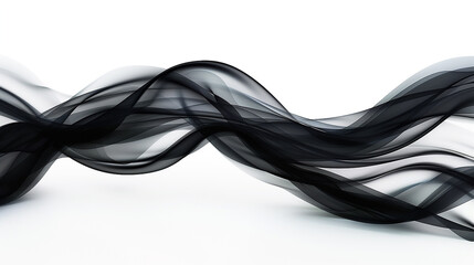 Eclipse black sinuous waves abstract backdrop, neatly isolated on a white background in HD.