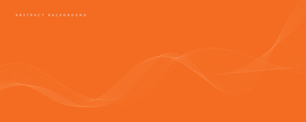 Vector abstract orange background with dynamic orange waves, lines and particles.	
