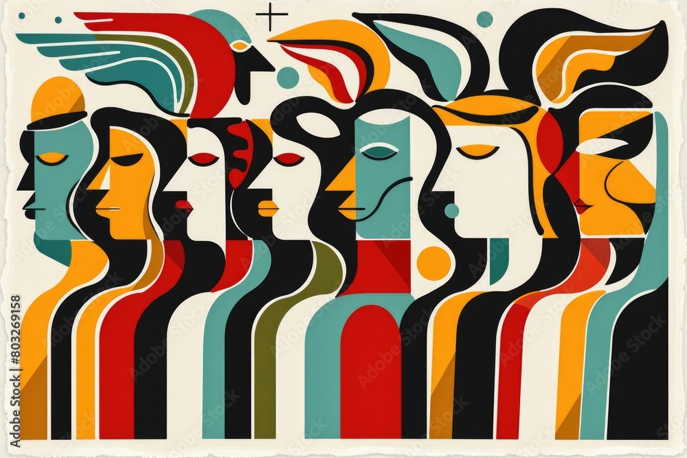 Poster A group of people standing next to each other. Ideal for teamwork and unity concepts