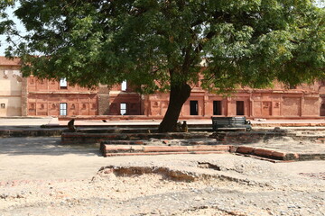 Obraz premium Red Fort India 02/15/2023. The Red Fort is a historical citadel from the Mughal era. Built from red sandstone