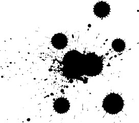 black ink dropped splash splatter on white background