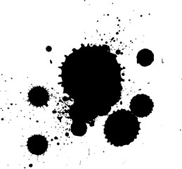 black ink brush painting splatter splash on white background