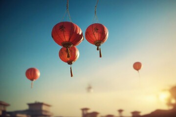 Obraz premium chinese red lanterns