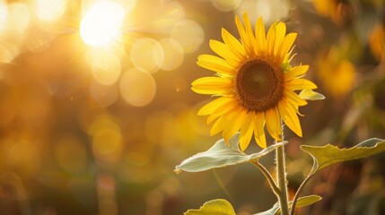 Obraz premium A beautiful sunflower is standing tall and proud in a field of sunflower