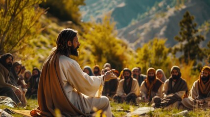 Group of people enjoying view on hillside, perfect for outdoor activities promotion