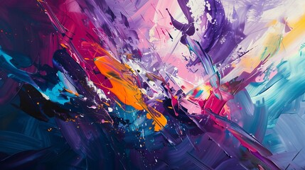 Vibrant abstract painting showcasing a riot of colors and textures