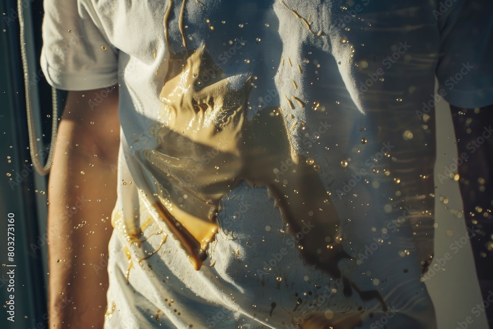 Poster Man standing in front of a window covered in dirt, suitable for various concepts and themes