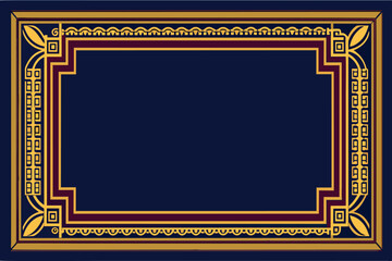 A blue border embellished with intricate gold designs bordered by a shimmering gold trim