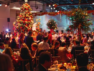 Elegant Christmas Gala Dinner Event with Festive Decorations