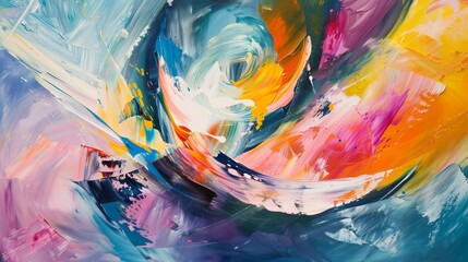 Vibrant abstract painting encapsulating dynamic motions and vivid hues
