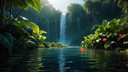 Beautiful waterfall in exotic land