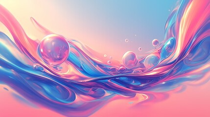 Abstract background pink - blue fluid bubbles