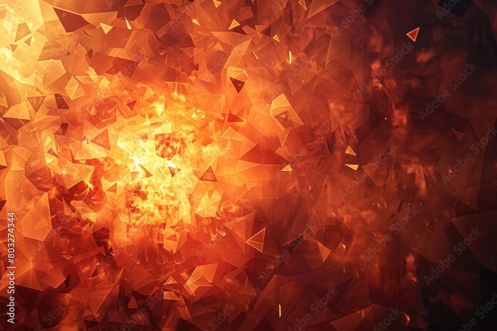 Poster a vibrant explosion of orange and yellow triangles. perfect for abstract backgrounds