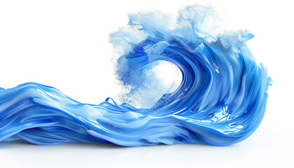 Rich sapphire blue wave design, perfectly isolated on a white background, HD quality.
