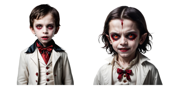 Horror Dracula vampire boy on transparent background