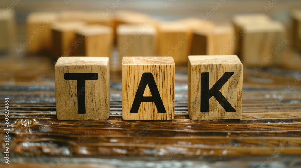 Aufkleber A wooden block with the word 