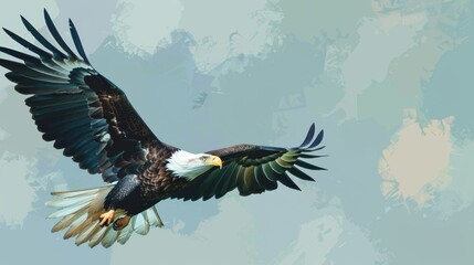Majestic eagle art soaring high with abstract brush strokes and dynamic design