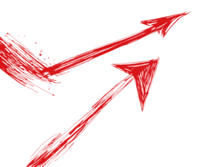 Red arrow up line hand drawn