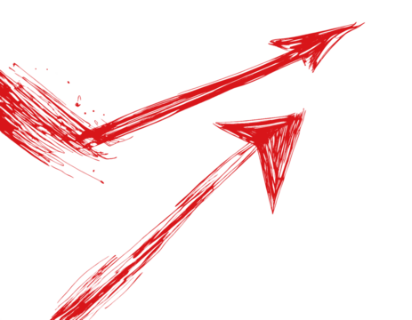 Red arrow up line hand drawn