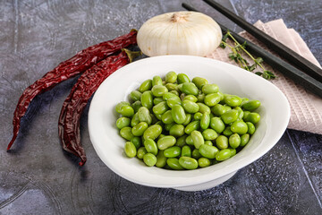 Bowl of delicious edamame beans
