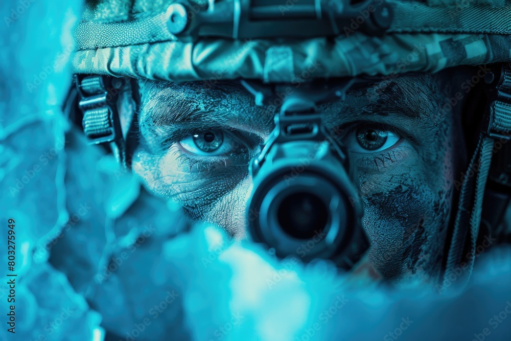 Poster close up of a person holding a gun. suitable for security or crime concepts